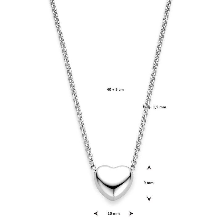Halskette Herz 1,5 mm 40 + 5 cm Silber rhodiniert