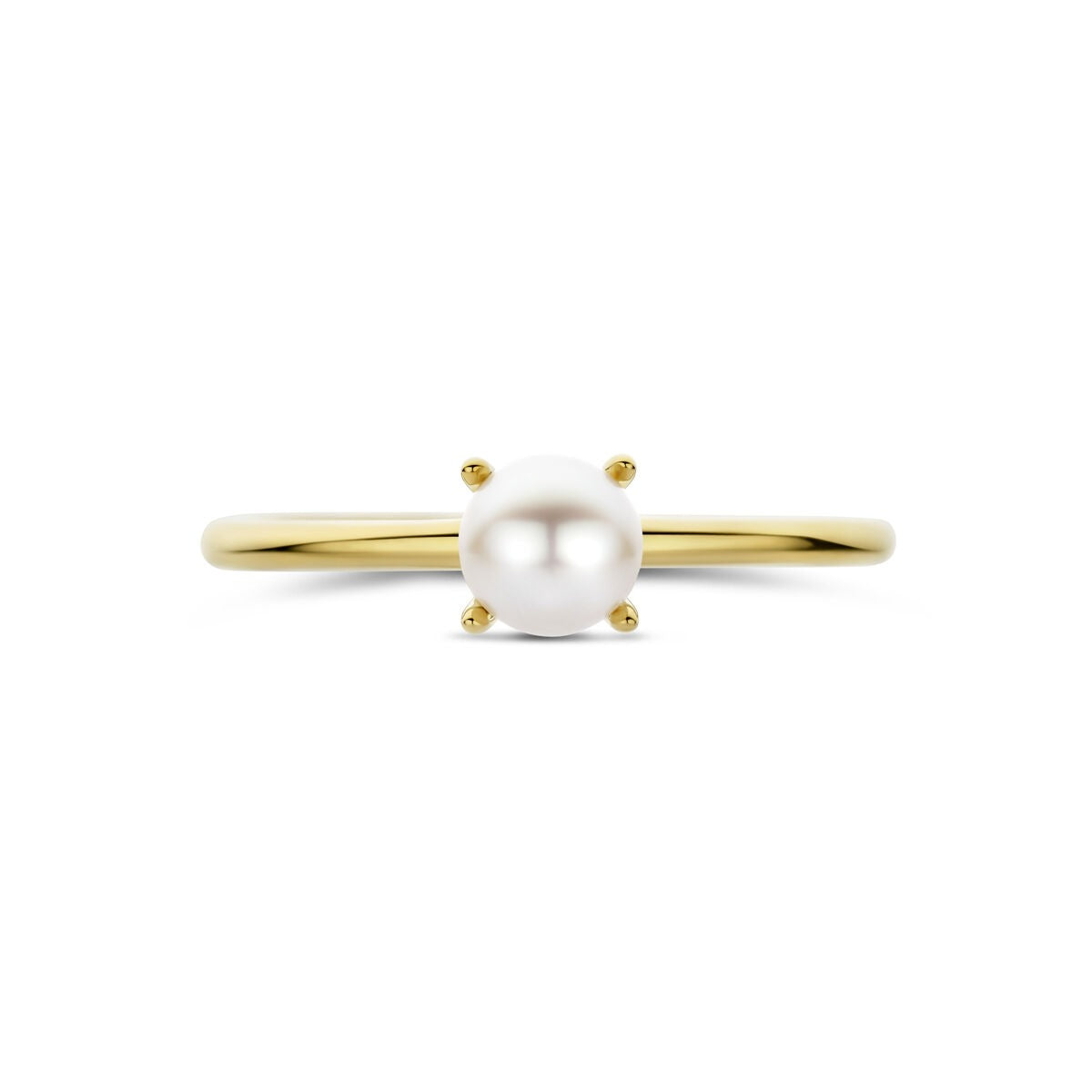 14 Karat Gelbgold Damenring mit weißer Perle – 5 mm