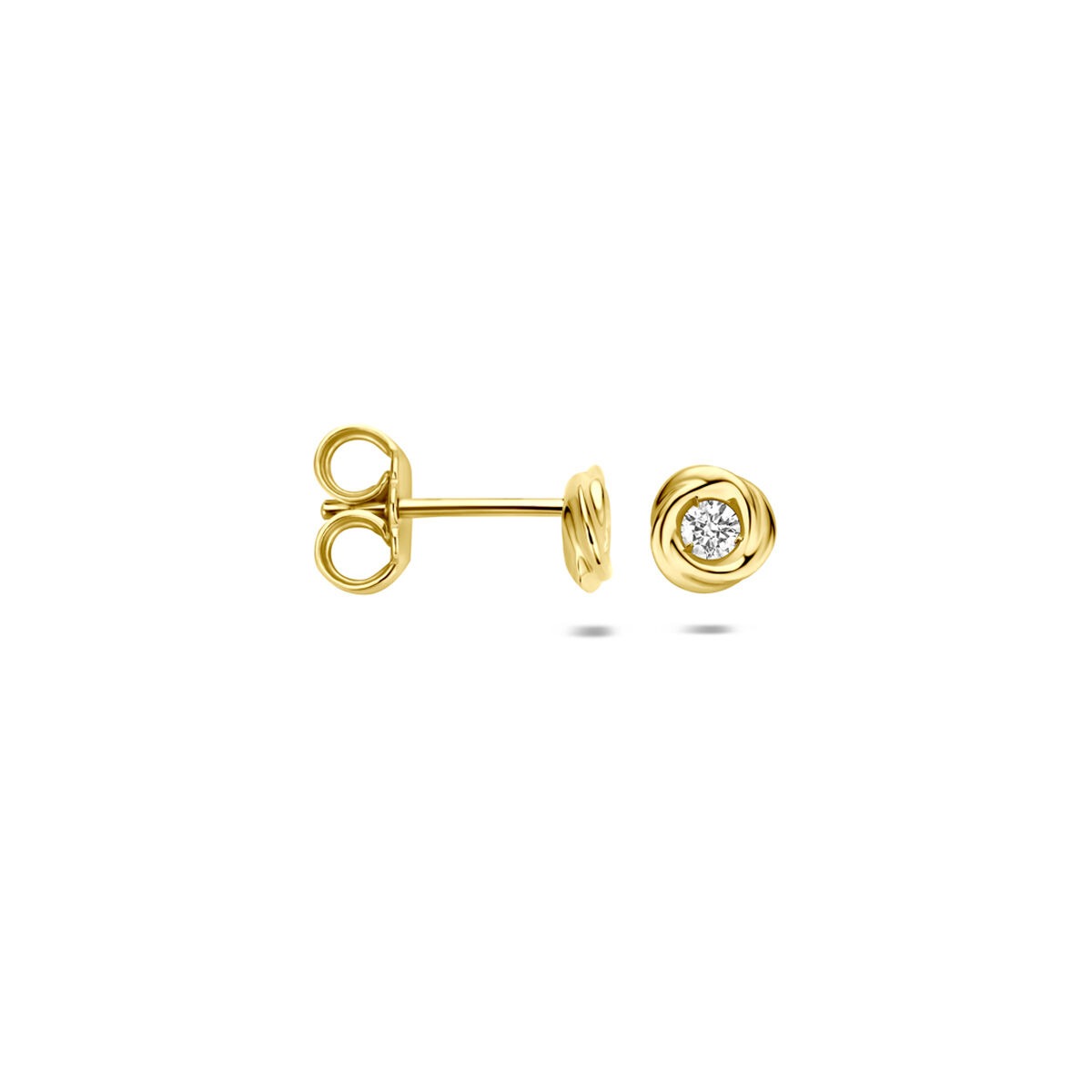 14k Gelbgold Ohrstecker mit im Labor gezüchtetem Diamant