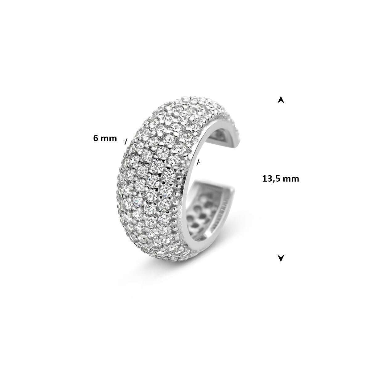 Silberne Earcuff mit Zirkonia – rhodiniertes 925er Silber
