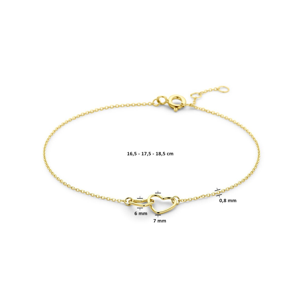 14 Karat Gelbgold Armband mit Herzen – Verstellbar und liebevolles Detail