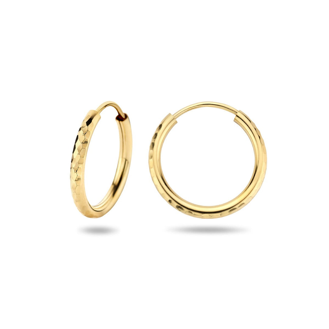 Ohrringe rundes Rohr diamantiert 14K Gelbgold