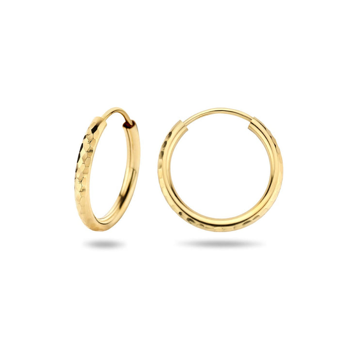 Ohrringe rundes Rohr diamantiert 14K Gelbgold