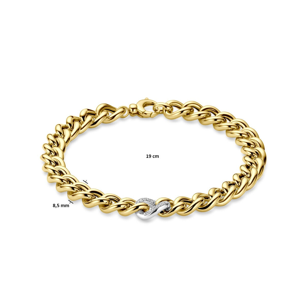 14k Bicolor Gelb- und Weißgoldarmband mit Diamant