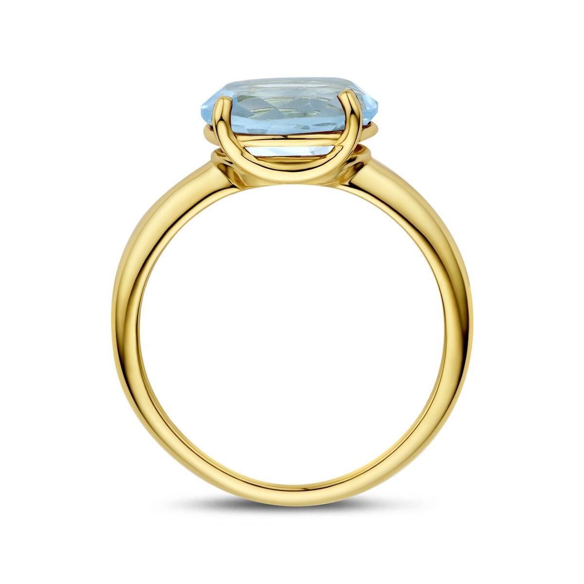 14K Gelbgoldring mit blauem Topas