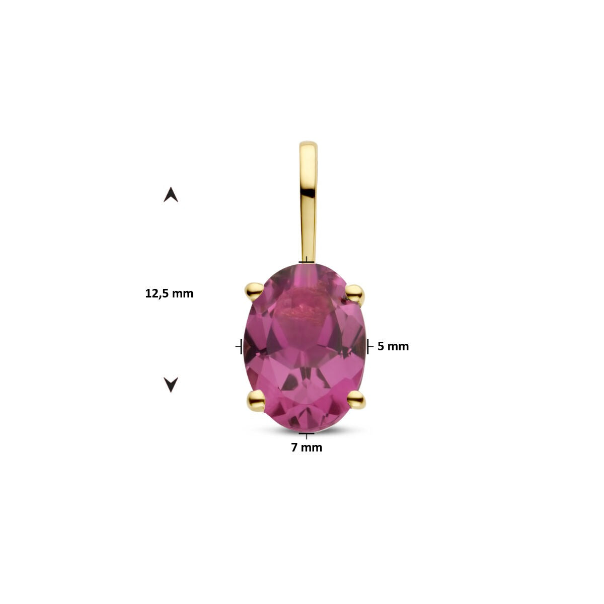 14k Gelbgoldanhänger mit rosa Turmalin – Geburtsstein