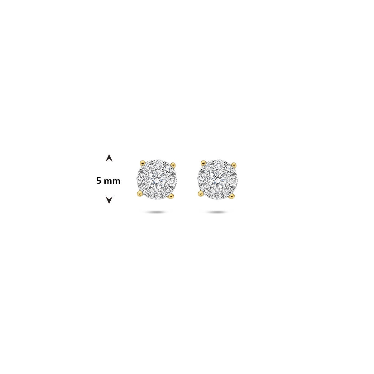 14k Bicolor Ohrstecker mit Diamant – 0.25ct, 5mm