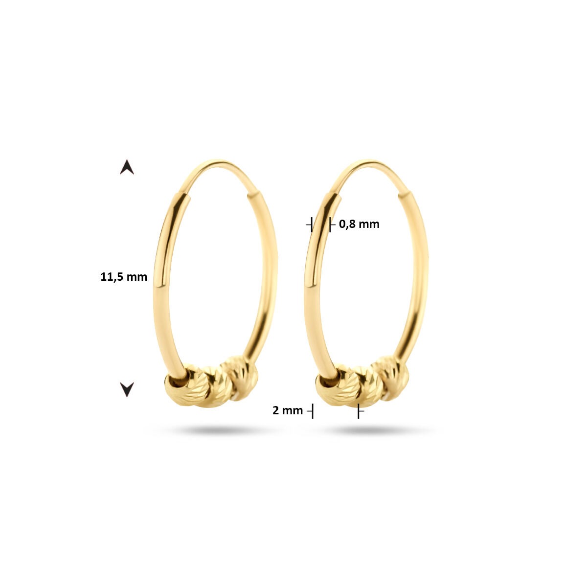 Goldohrringe mit Kügelchen – 14k, 11 mm