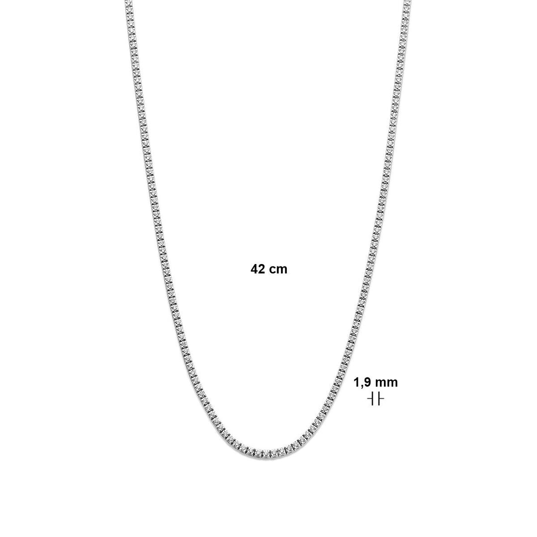 Tennishalskette Diamant 2,00 ct H SI 1,9 mm 42 cm 14 K Weißgold