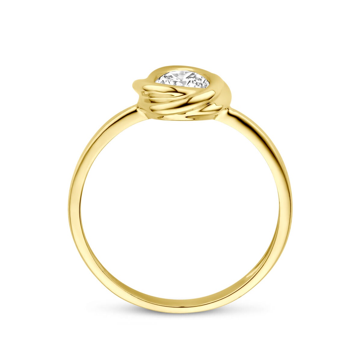 14K Gelbgold Damenring mit Zirkonia – Solitärring im klassischen Design