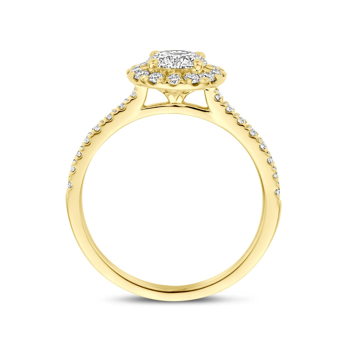 14 Karat Gelbgoldring mit im Labor gezüchtetem Diamant 1.10ct