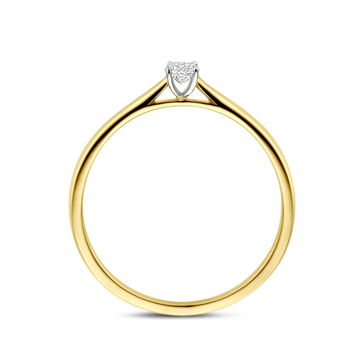 Bicolor-Ring aus 14K Gelb- und Weißgold mit 0,10 Karat Labor-Diamant