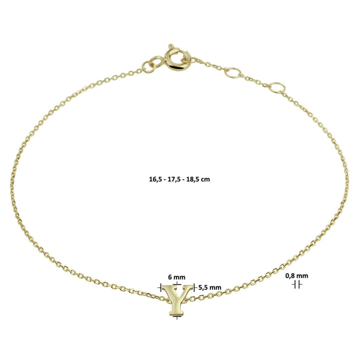 14k Geelgouden ankerarmband met letter