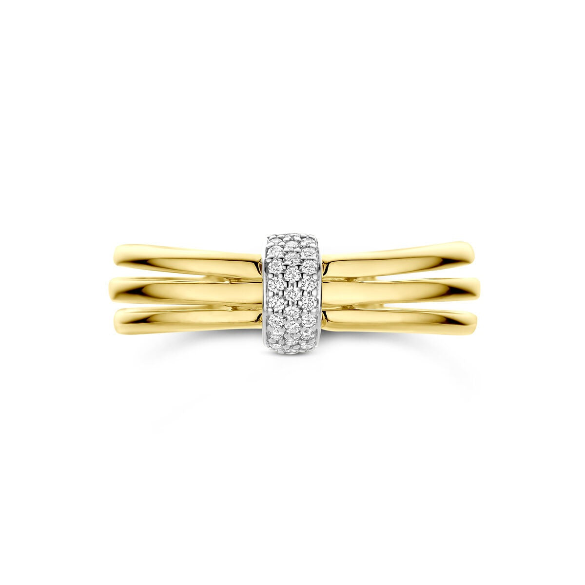 Bicolor-Ring – 14 Karat Gelb- und Weißgold mit Diamant, 7 mm breit