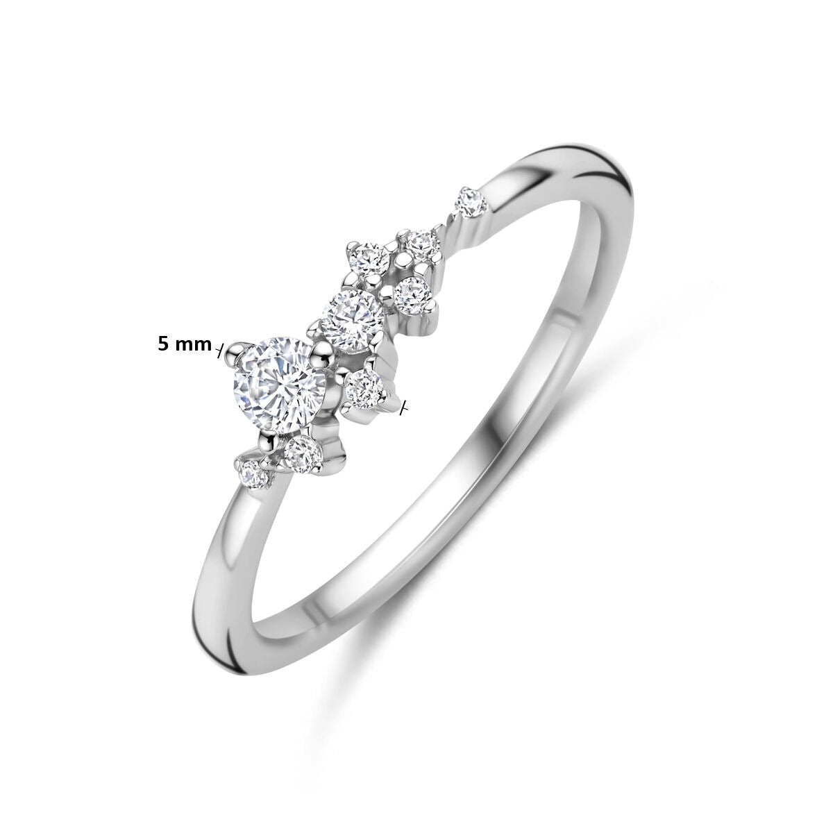 Damenring aus Silber mit Zirkonia im Kranz – 5 mm breit