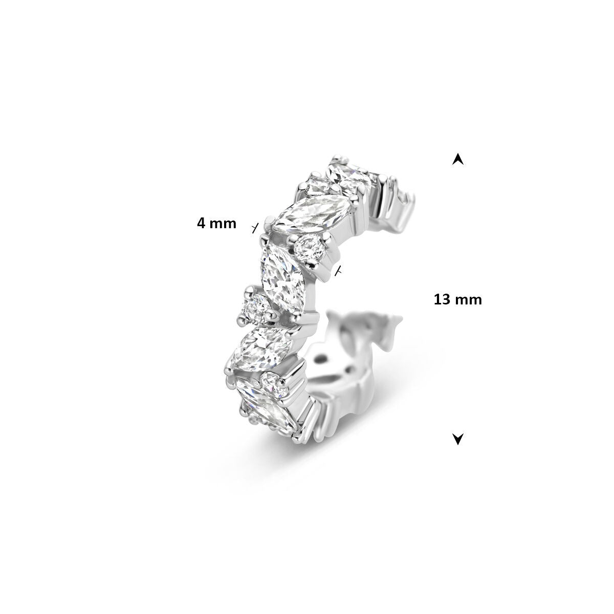 Silberner Ear Cuff mit Zirkonia – rhodiniertes 925er Silber