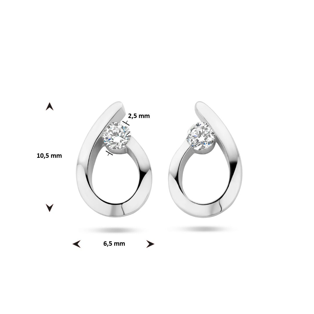 925 Rhodiniertes Silberohrstecker mit Zirkonia