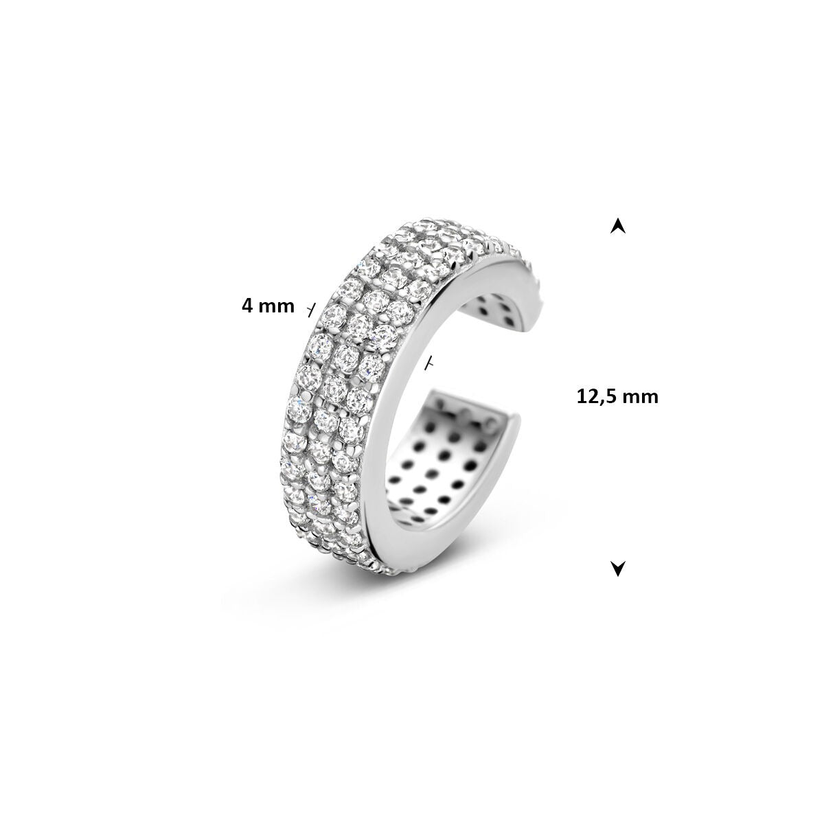 Ohrklemme aus Silber mit Zirkonia – rhodiniert 925
