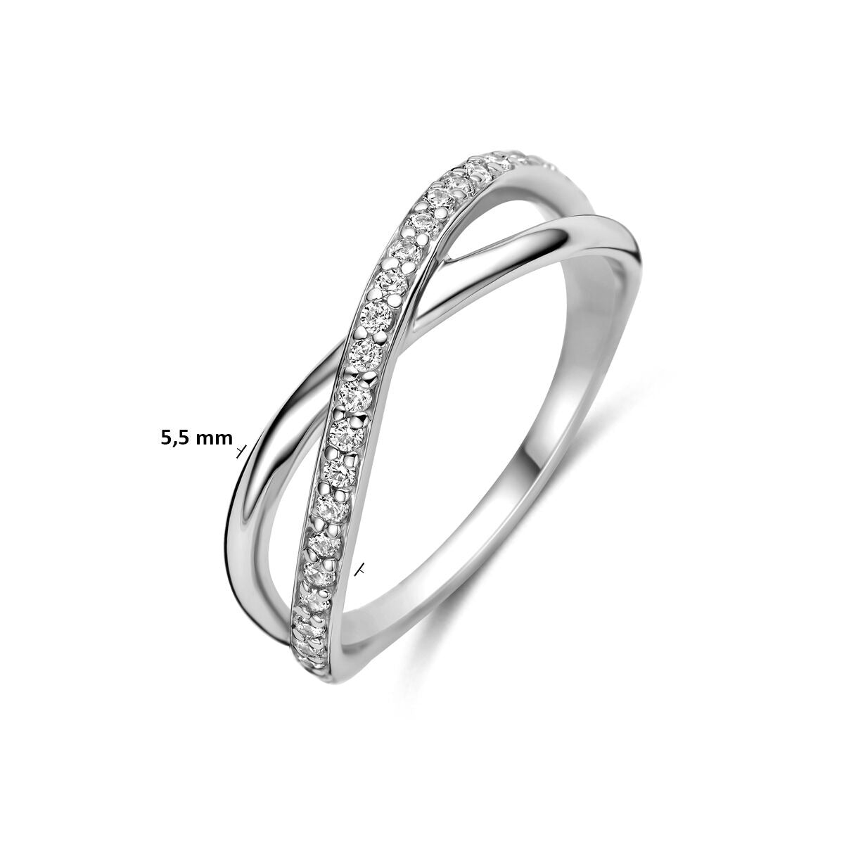Rhodinierter 925er Silberring mit Zirkonia