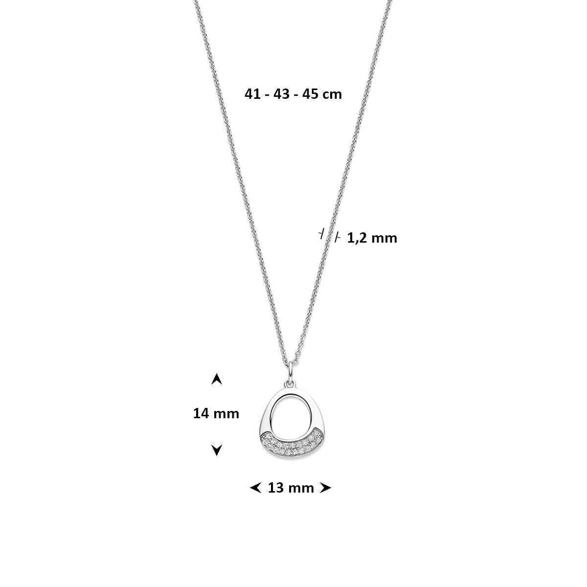 Gerhodineerd zilveren collier met zirkonia