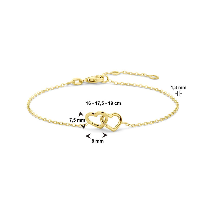 Armband Herzen 16 - 17,5 - 19 cm 14K Gelbgold