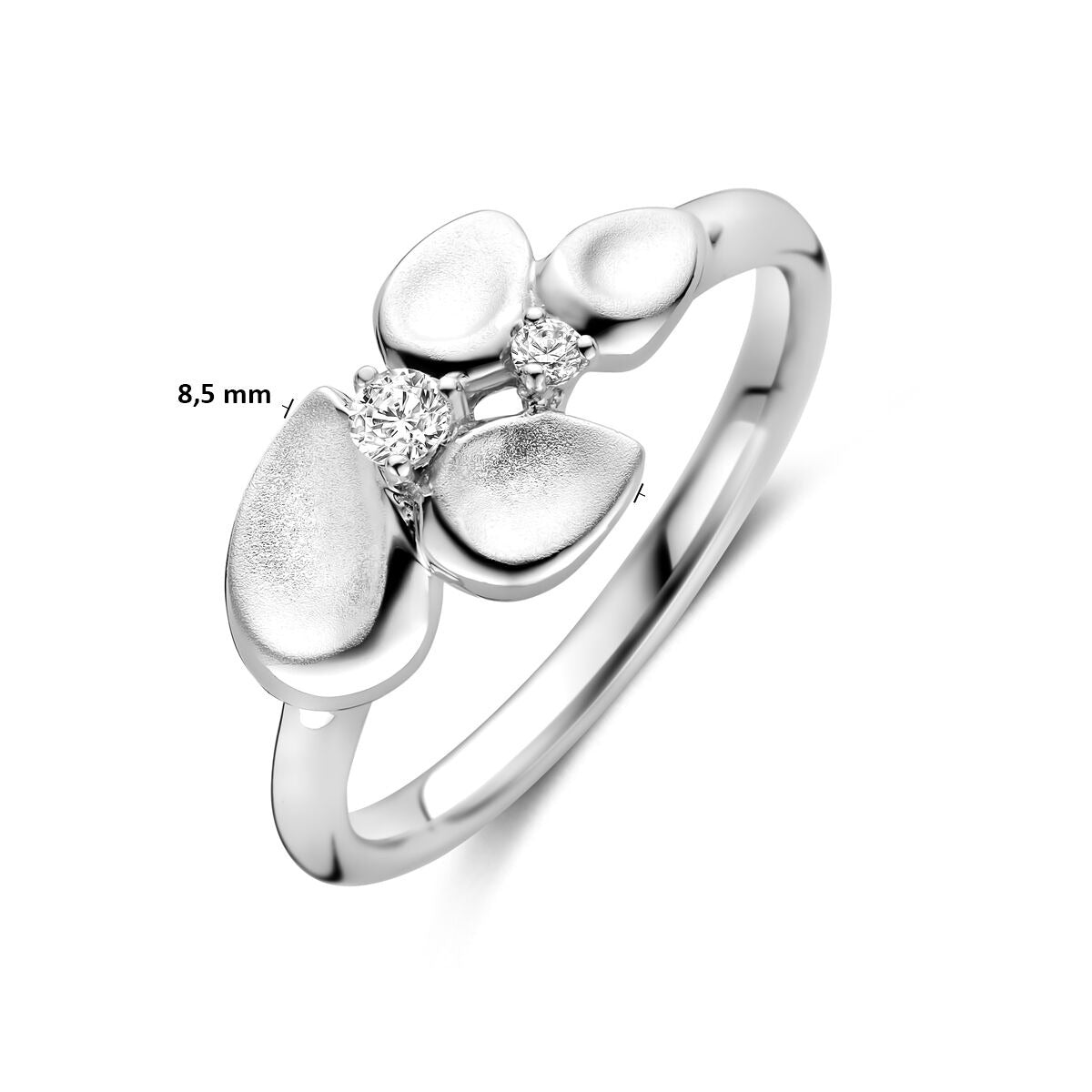 Rhodinierter Damenring aus Silber mit Zirkonia – 8,5 mm breit