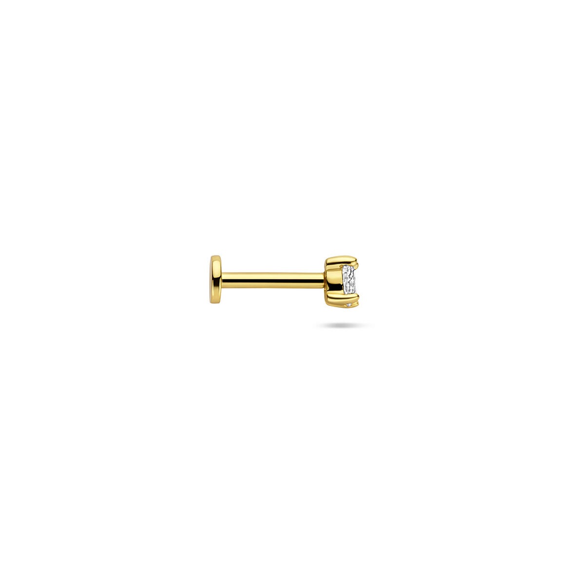 Vergoldetes 925er Silber Flat Back Piercing mit ovalem Zirkonia