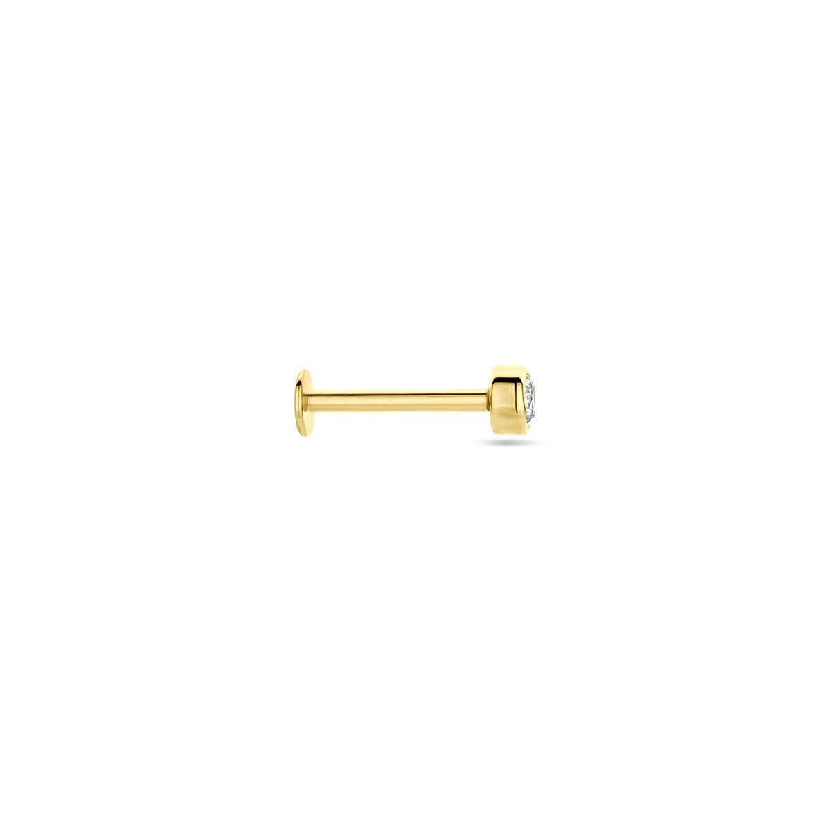 9 Karat Gelbgold Flatback Piercing mit Zirkonia 3 mm