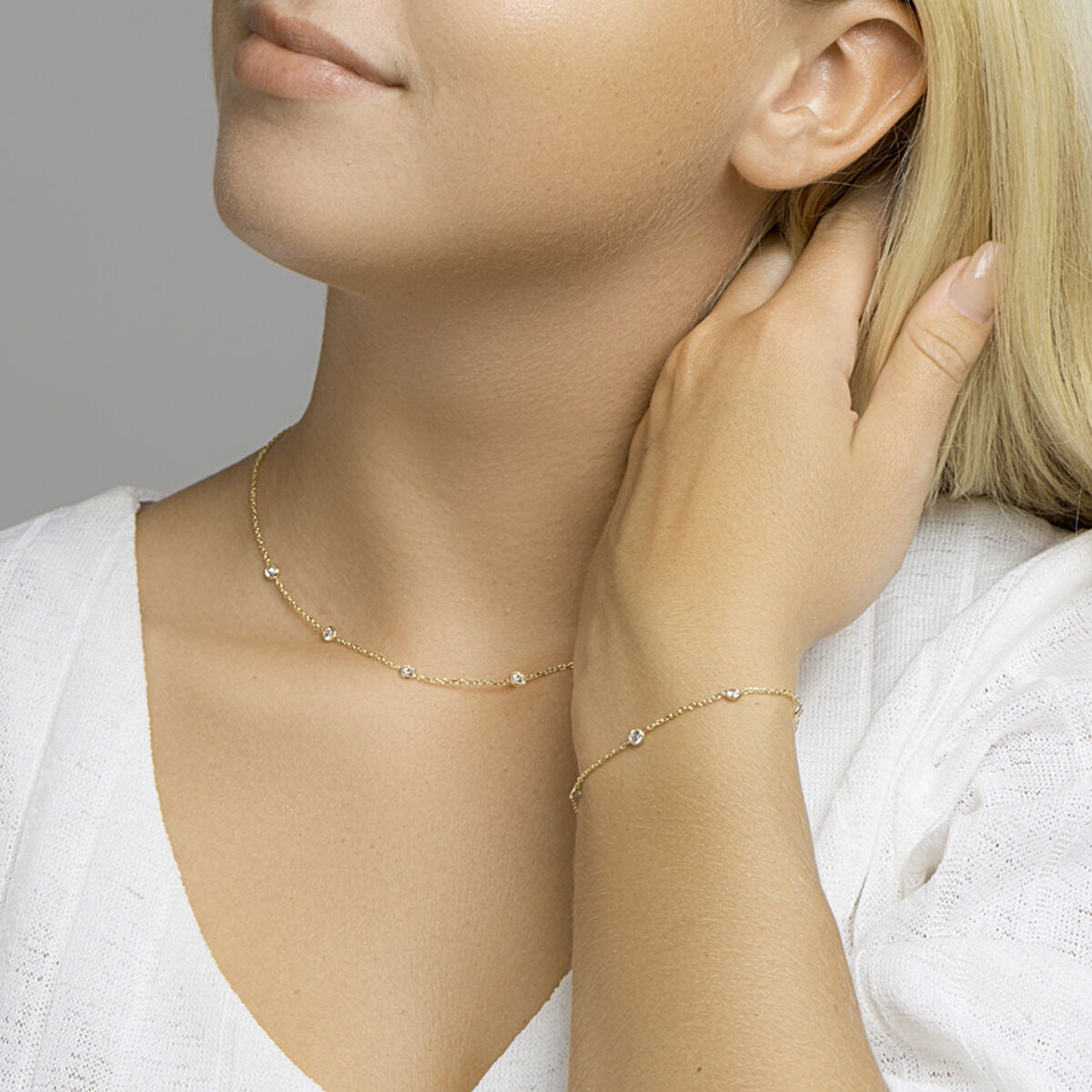 Vergoldete Silberkette mit Zirkonia – 40-44 cm
