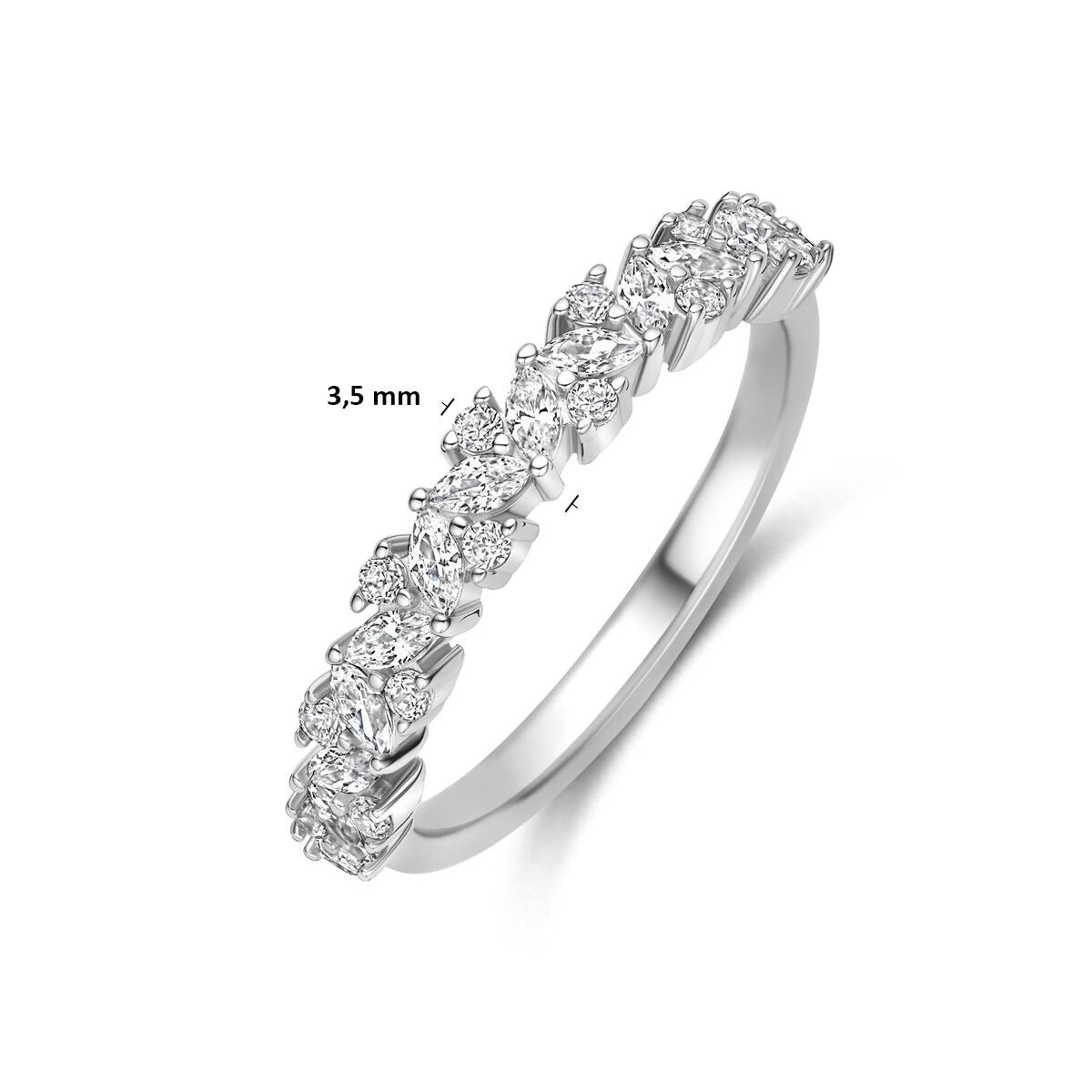 Rhodinierter 925er Silberring mit Zirkonia 3,5 mm