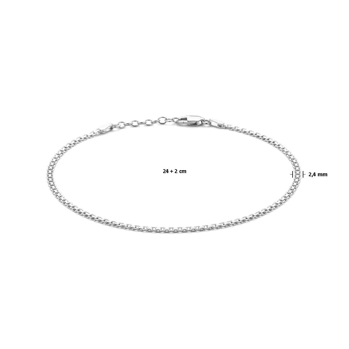 Silberne Fußkette mit Bismarckkette – rhodiniertes 925er Silber, 24–26 cm
