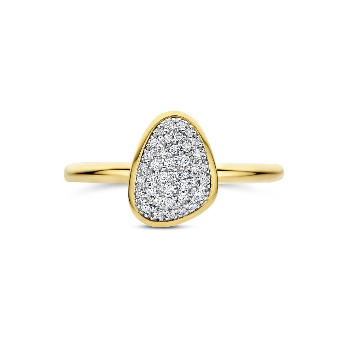 14k Bicolor Damenring mit Diamant – 10,5 x 8 mm