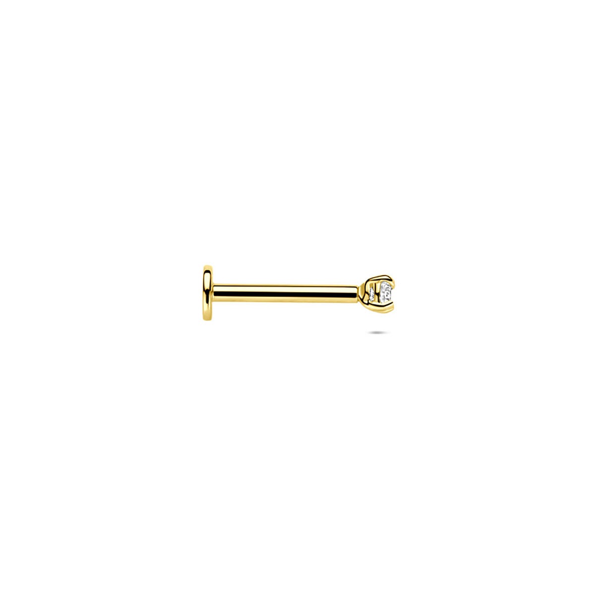 9 Karat Gelbgold Flatback Piercing mit Zirkonia 2 mm