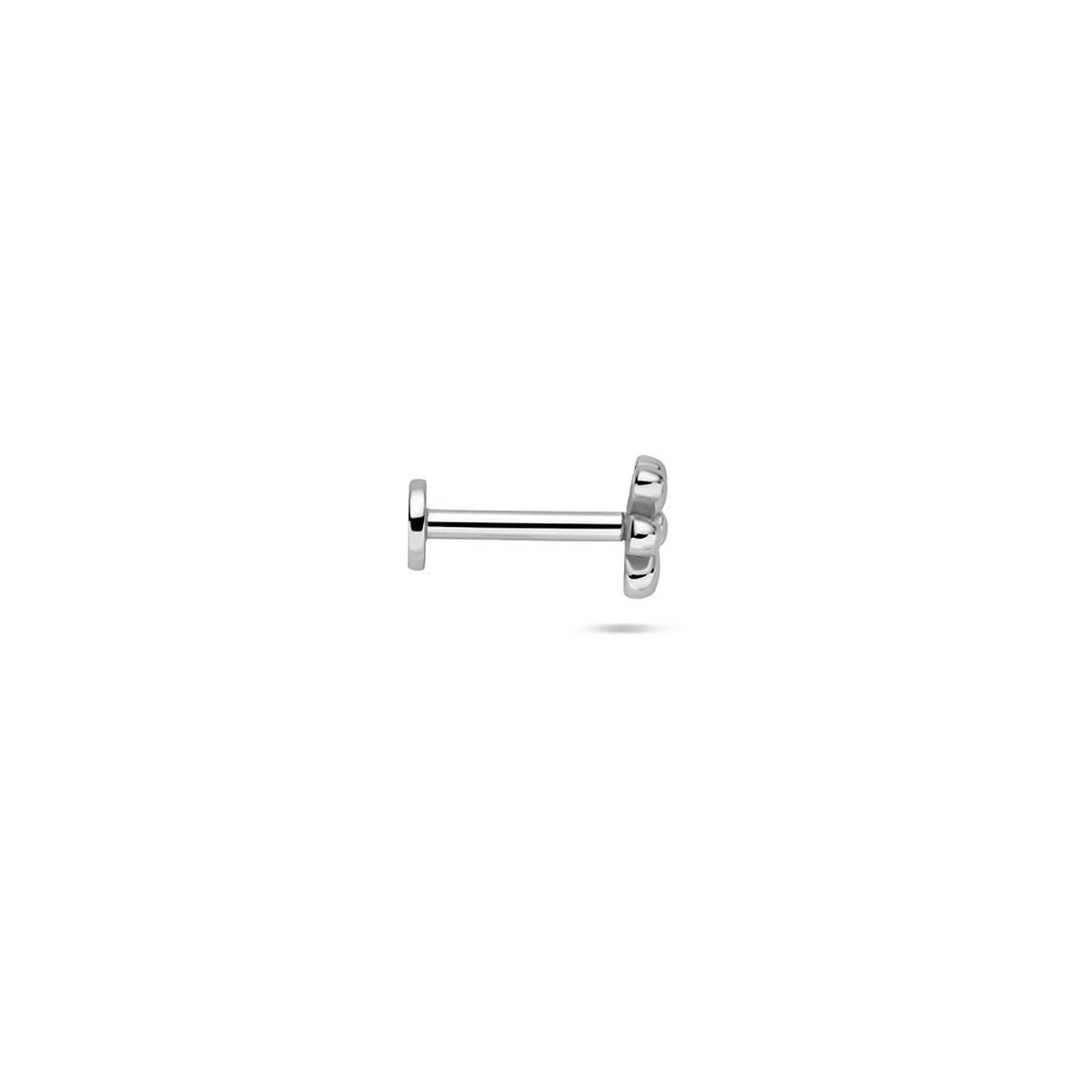 Silbernes Flat-Back-Piercing in Blumenform – rhodiniertes 925er Silber