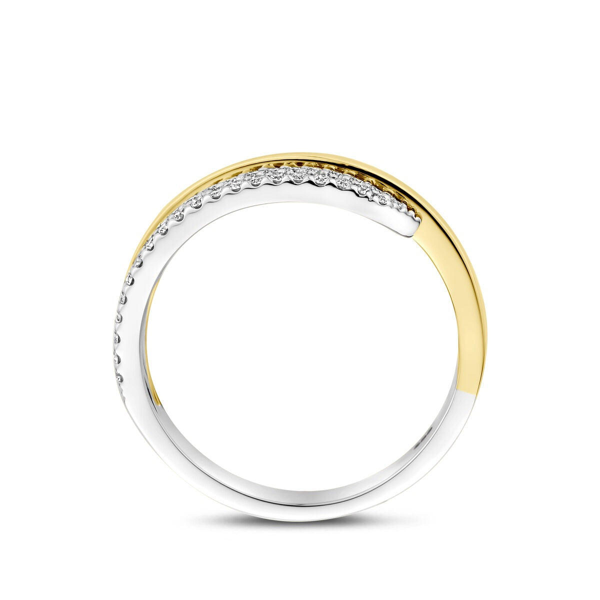 14 Karat Bicolor Goldring mit Diamant 0,40 Karat