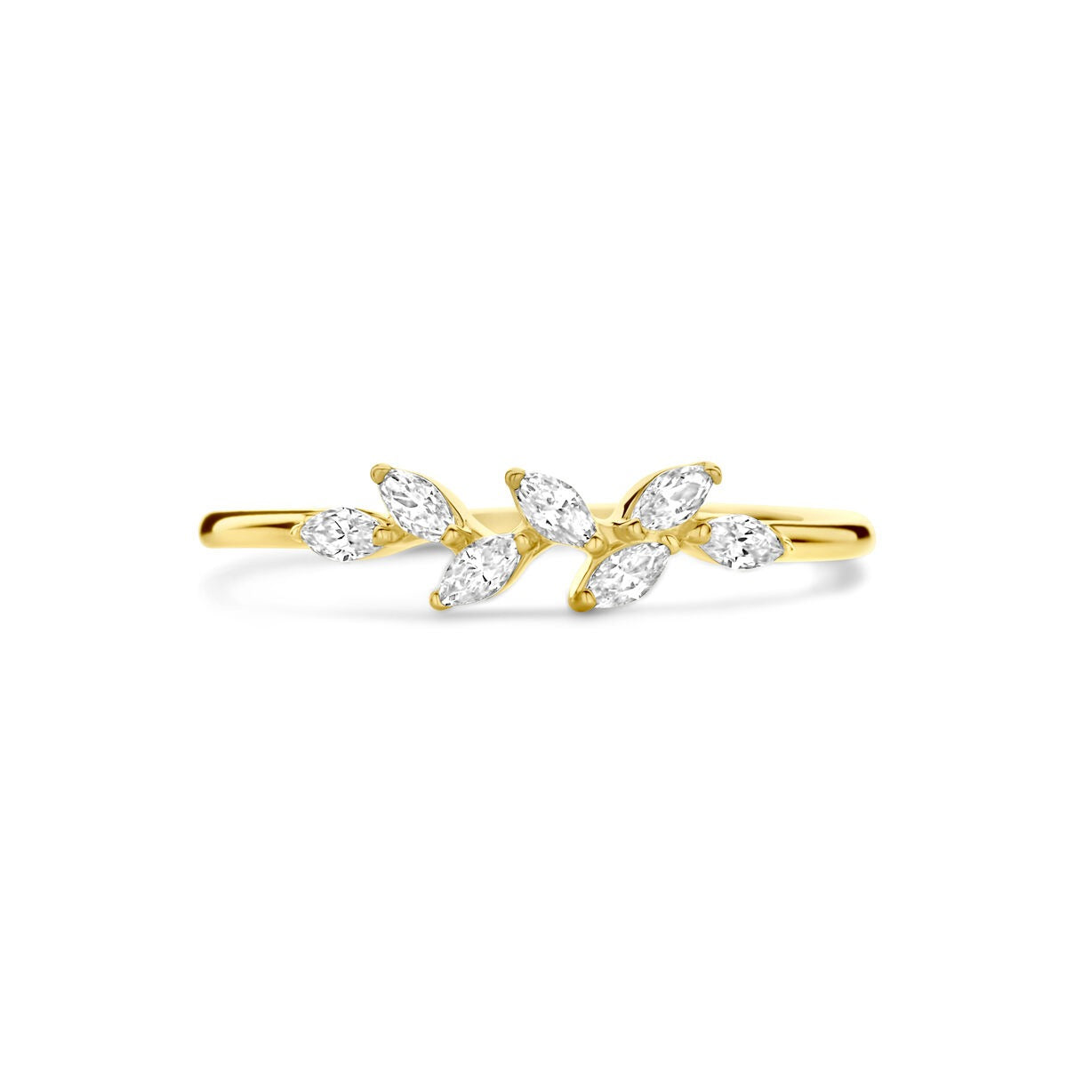 14k Gold Damenring mit ovalem Zirkonia – 4 mm