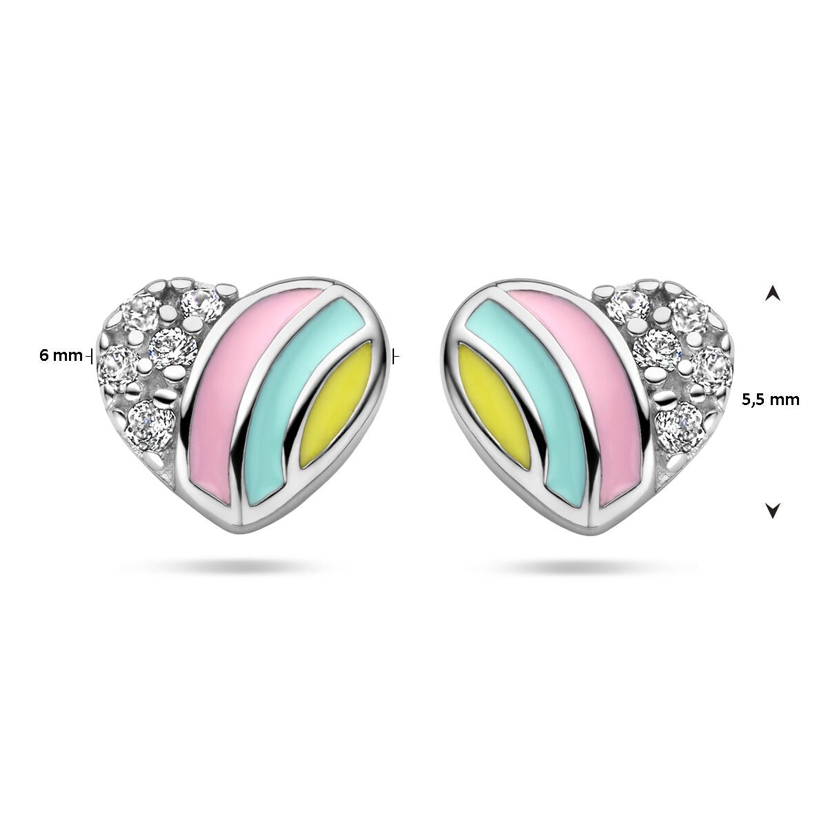 925 Sterling Silber rhodinierte Ohrstecker Herz mit Zirkonia