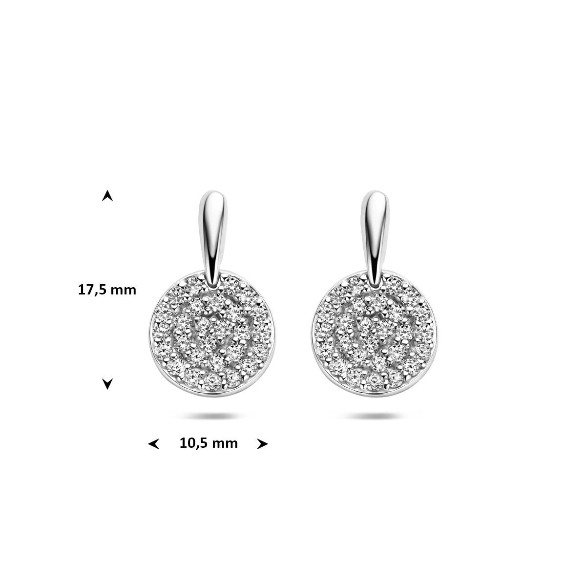 Rhodinierte Silberohrringe mit Pavé-Zirkonia