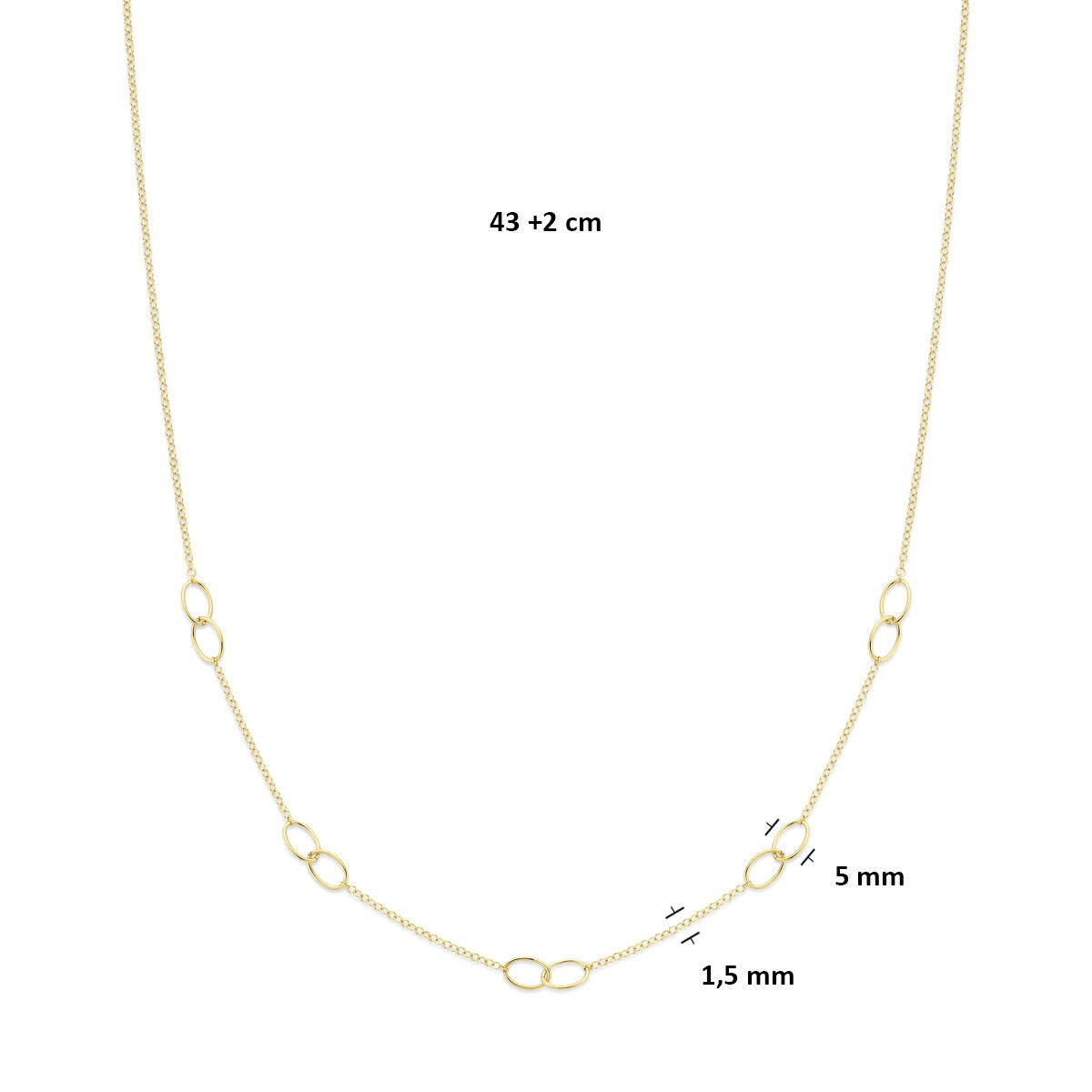 14 Karat Gelbgold Kette mit ovalen Gliedern