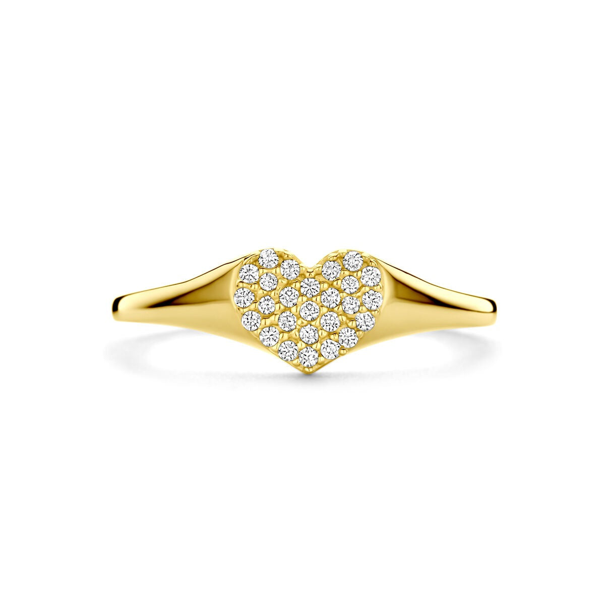14 Karat Goldring mit Herz aus Zirkonia – 6 mm