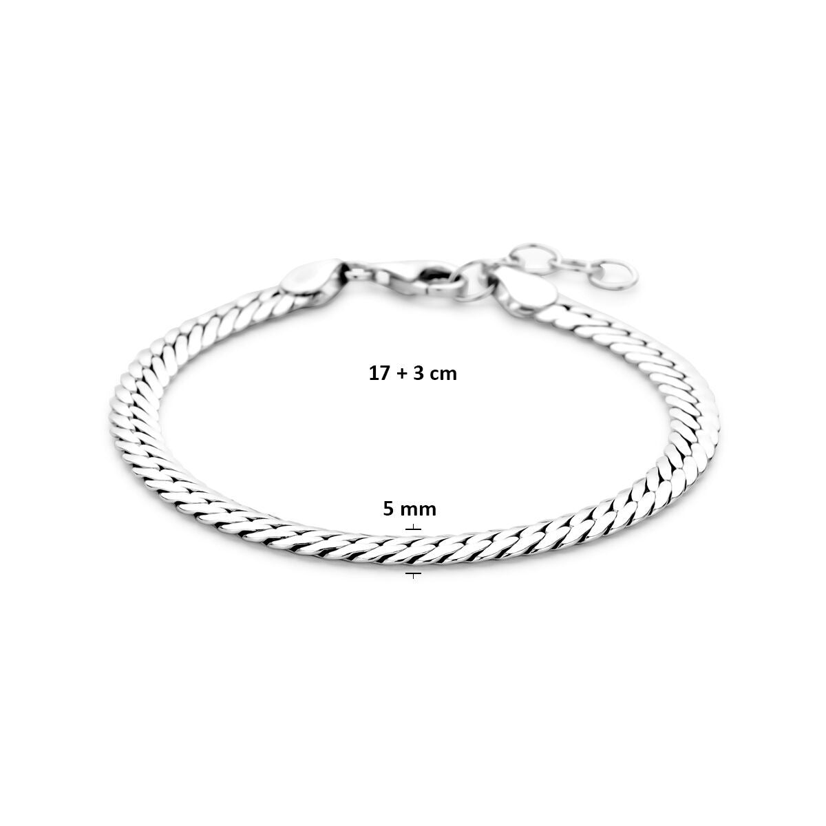 Rhodiniertes 925er Silberarmband mit Panzerkette 17–20 cm