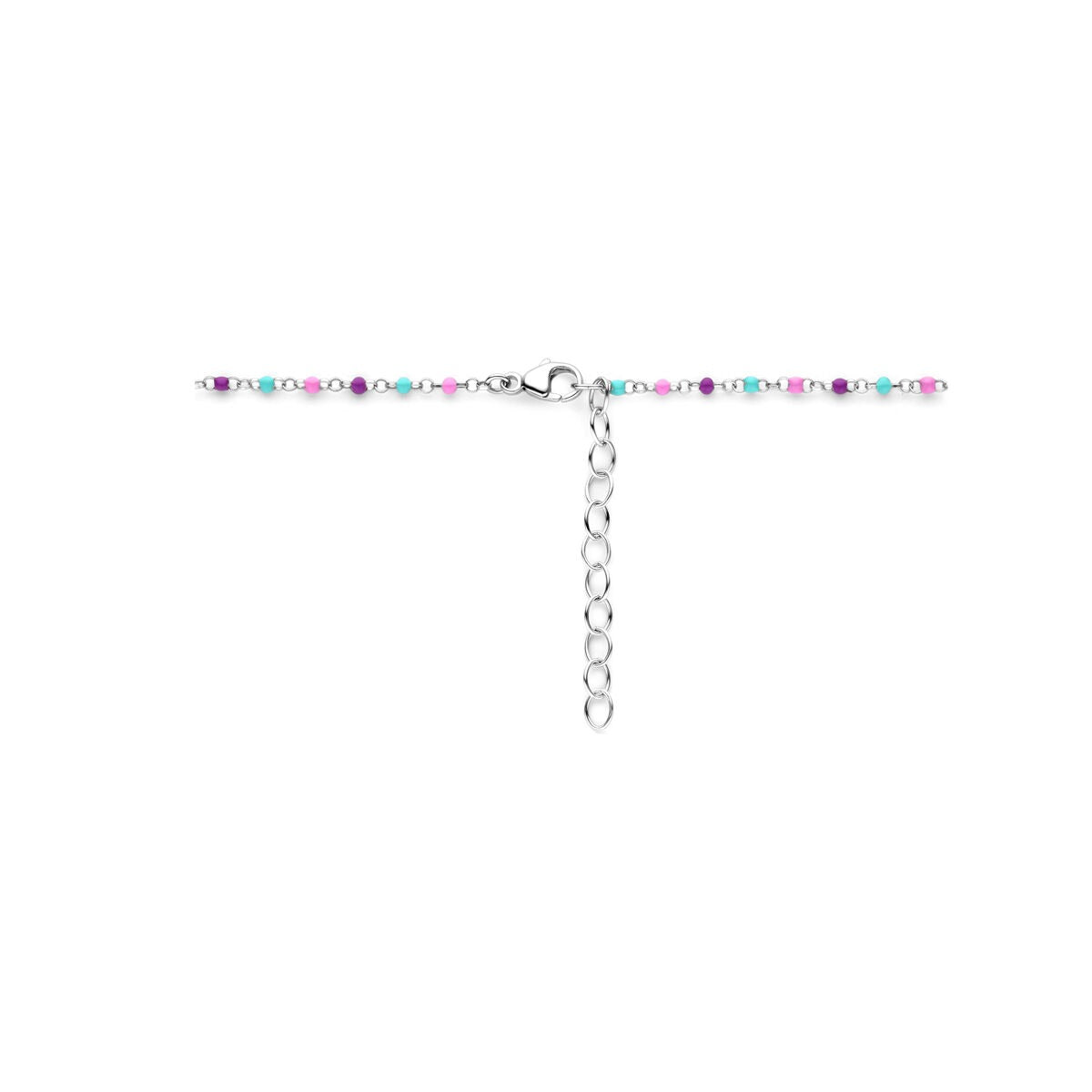 Rhodiniertes Kinderhalskette aus Silber mit emaillierten Kugeln – 36-40cm