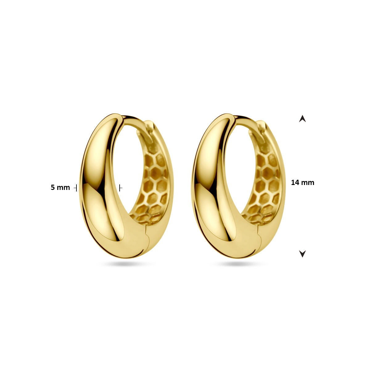 9k gelbfarbene Klappcreolen 14 mm