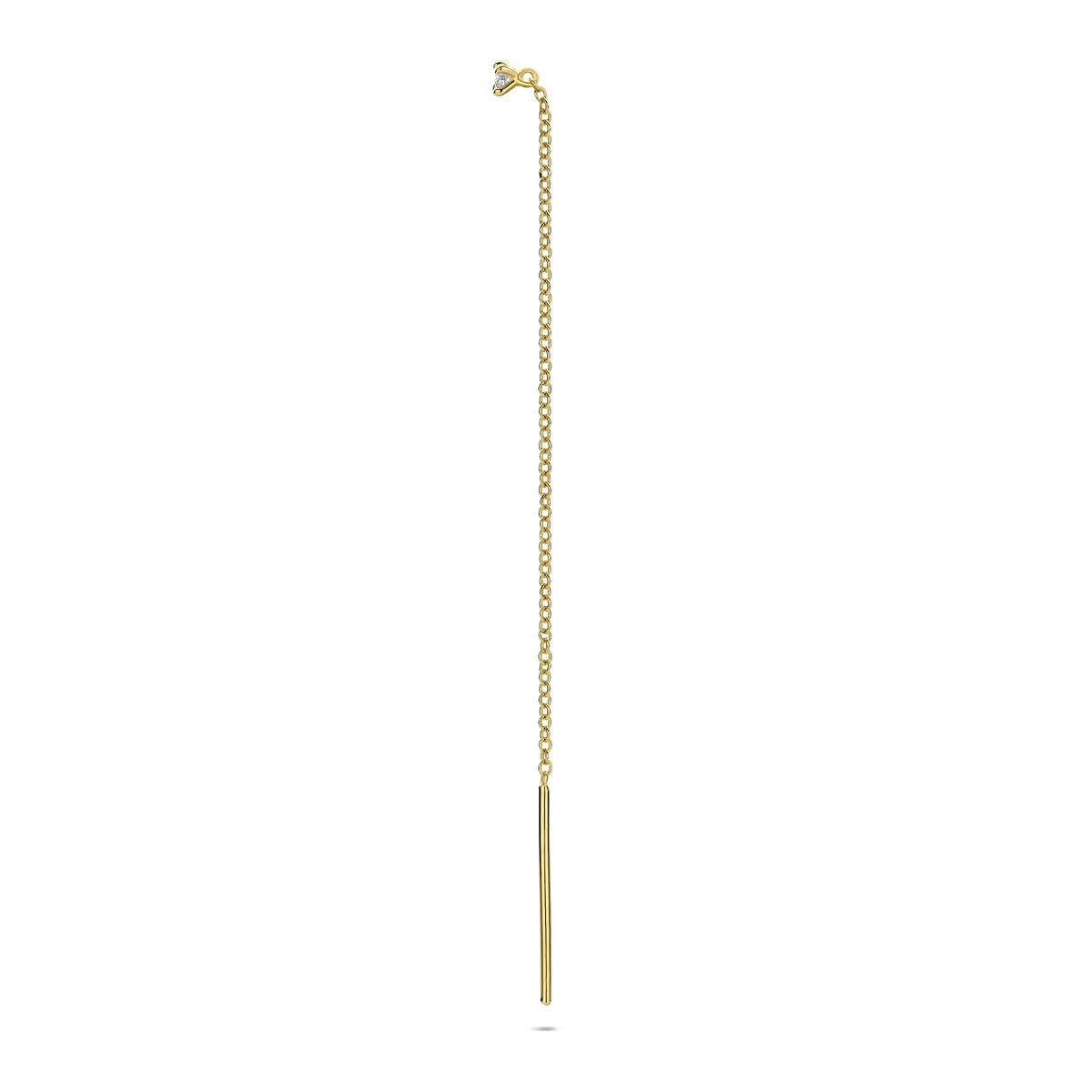 14K Gelbgold Durchziehohrring mit Diamant