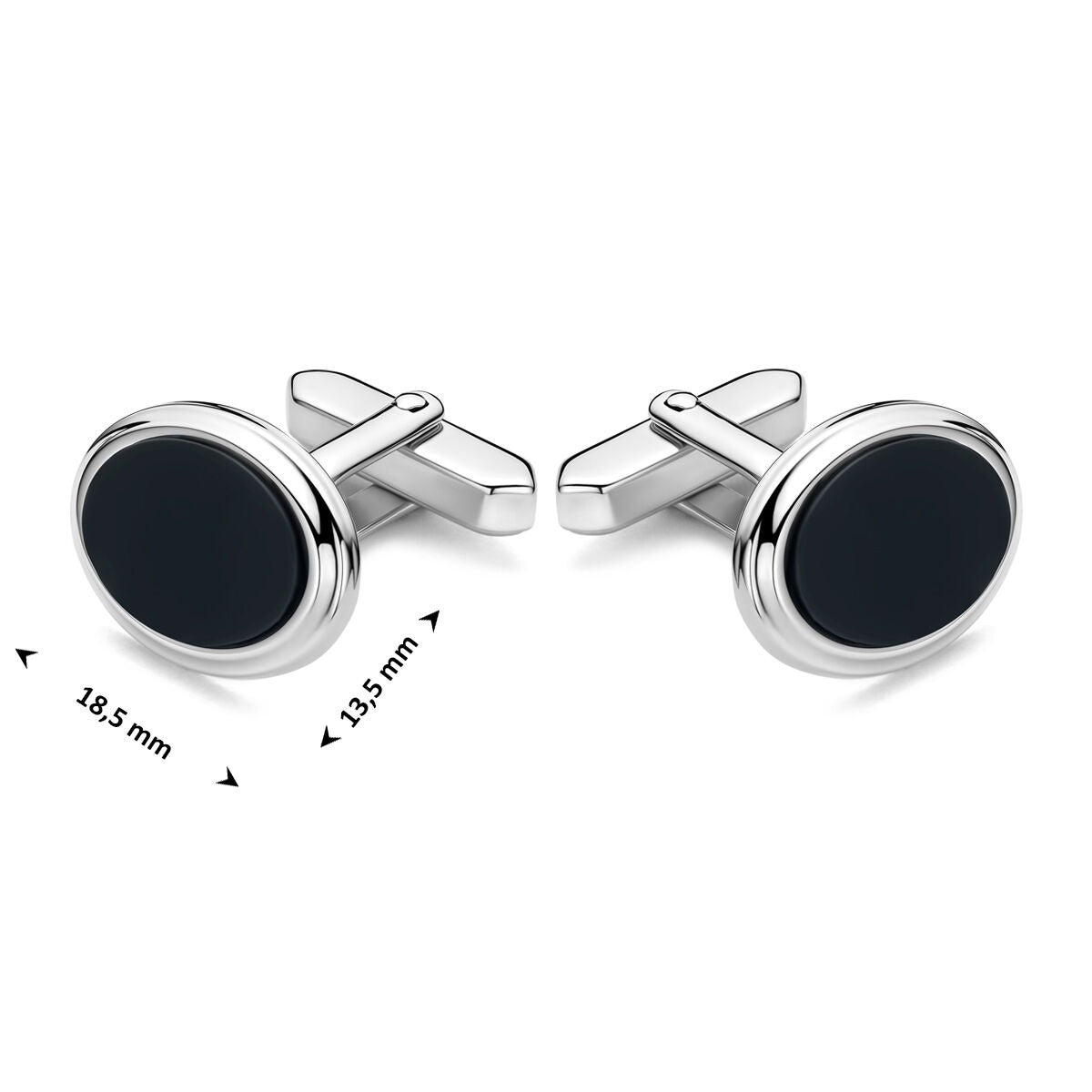 Rhodinierte 925er Silber Manschettenknöpfe mit Onyx