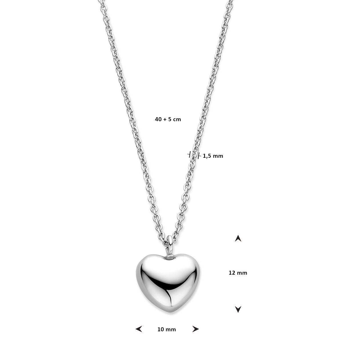 Silberkette Herz – rhodiniertes Collier