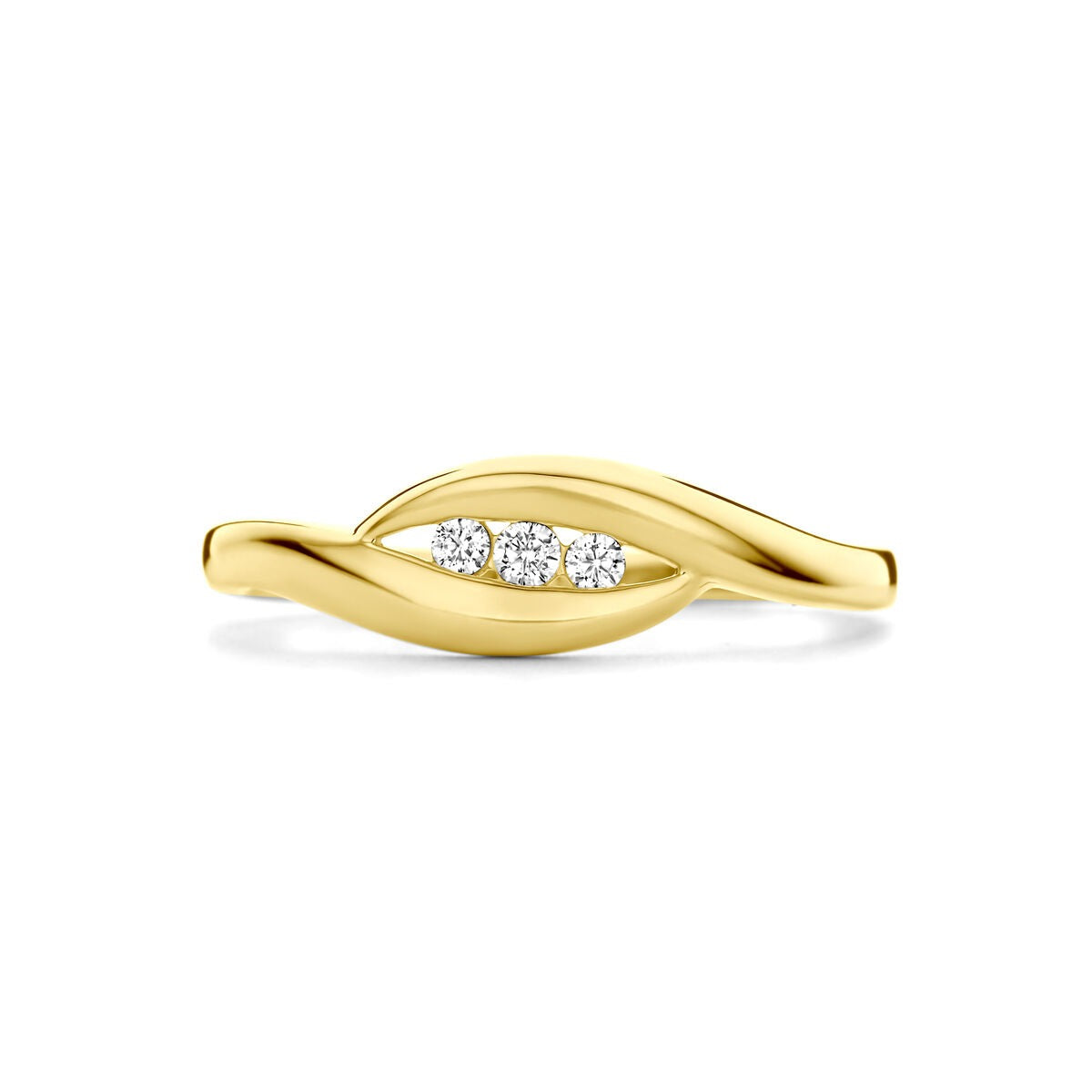 14k Gelbgold Damenring mit Zirkonia – funkelnde Finesse in Gold