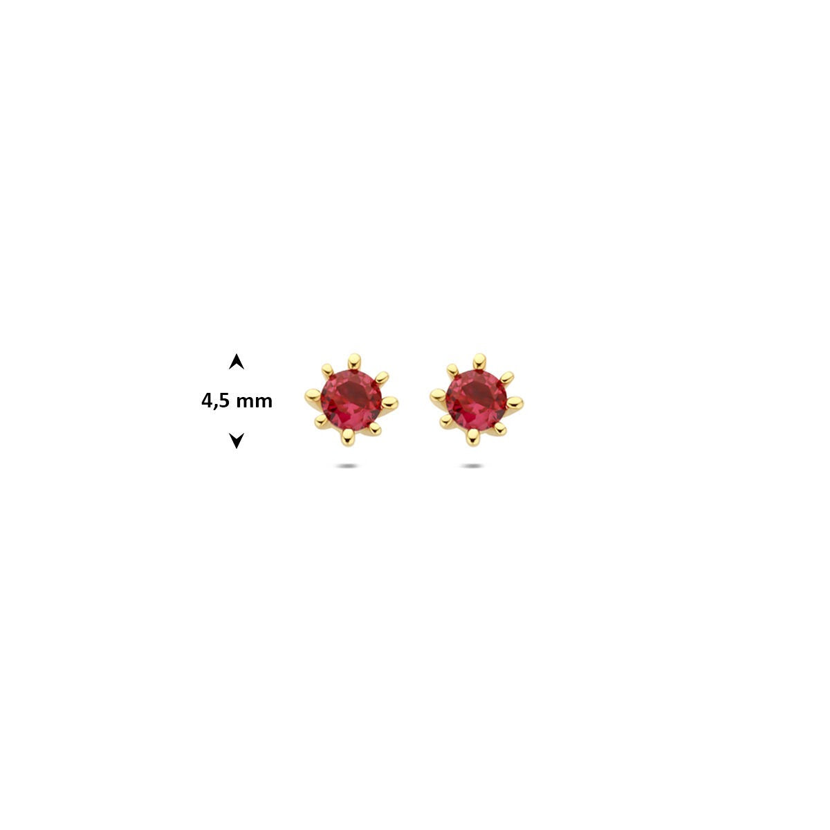 9 Karat Gelbgold Ohrstecker mit rotem Zirkonia