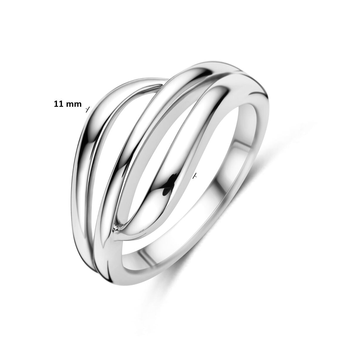 Damenring aus rhodiniertem Silber – 11 mm breit
