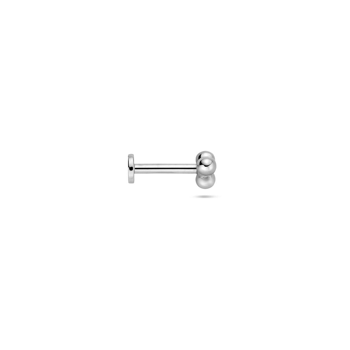 Silbernes Flat-Back-Piercing mit Kugeln – rhodiniert 925